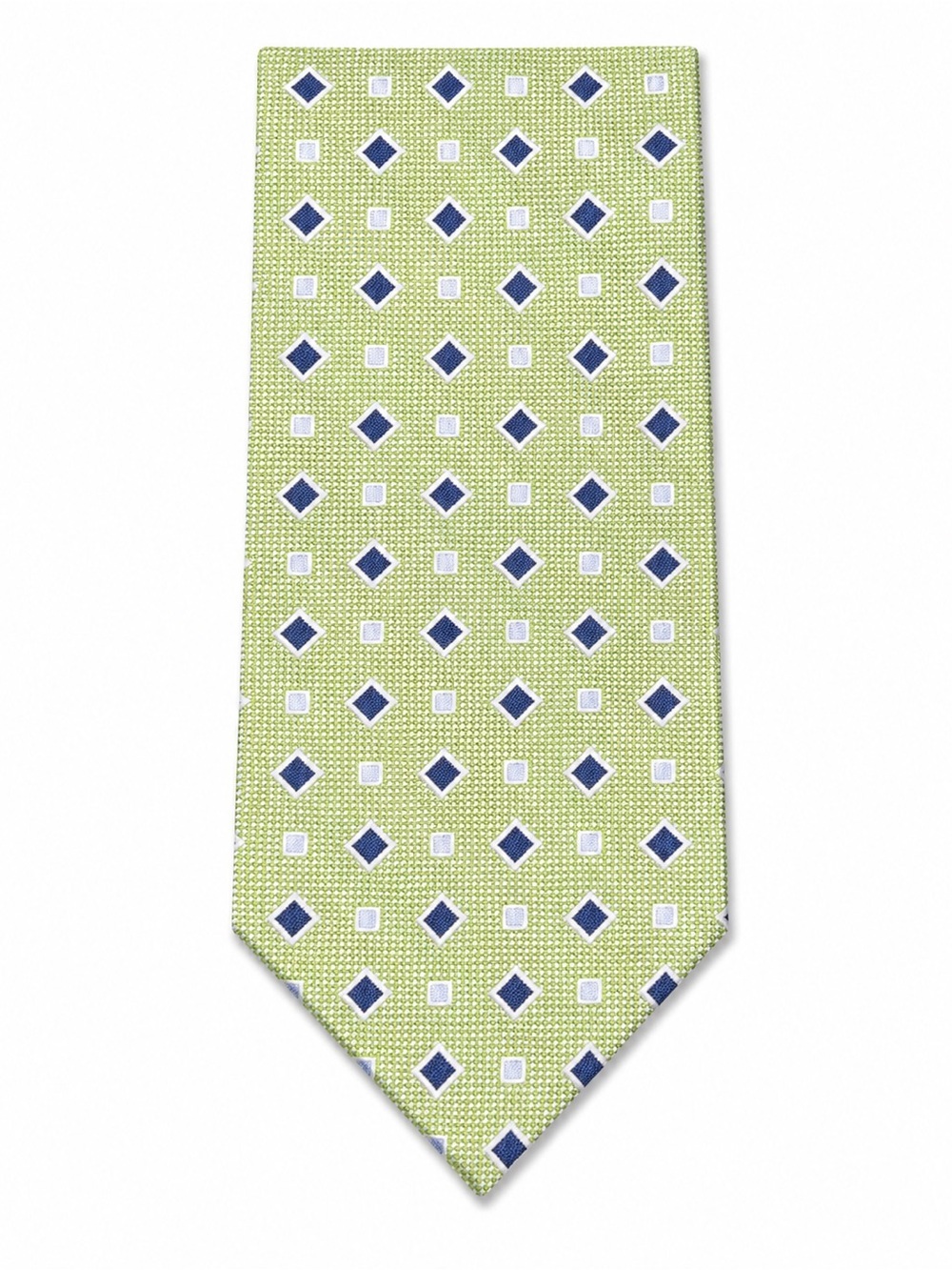 Jos. A. Bank Lime Green Silk Tie with Navy and White Diamonds